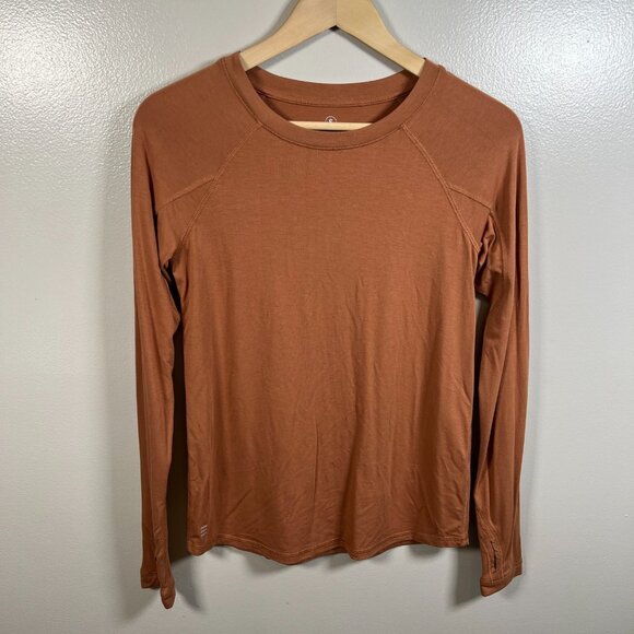 Free Fly Long Sleeve Top Size Small Orange Bamboo Athletic Active Thumbholes - Picture 1 of 9